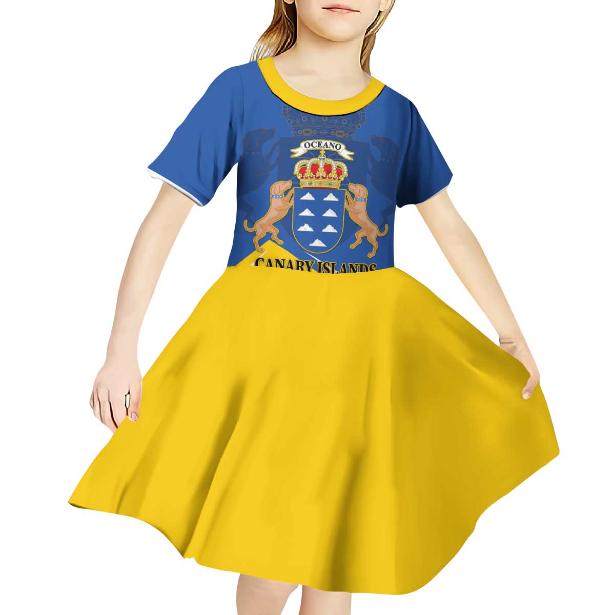 Personalized Dia de Canarias Kid Short Sleeve Dress Las Islas Afortunadas