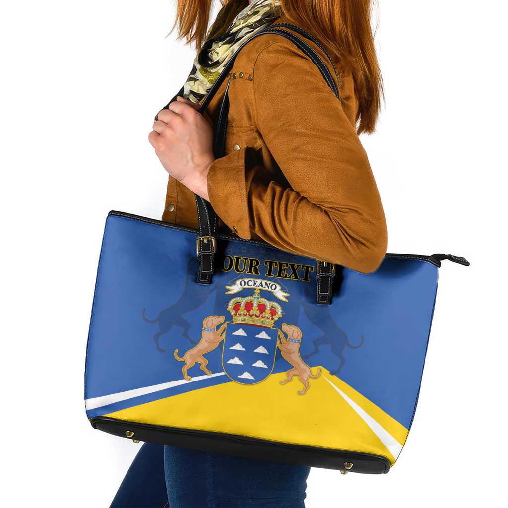 Personalized Dia de Canarias Leather Tote Bag Las Islas Afortunadas