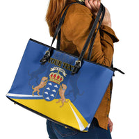 Personalized Dia de Canarias Leather Tote Bag Las Islas Afortunadas