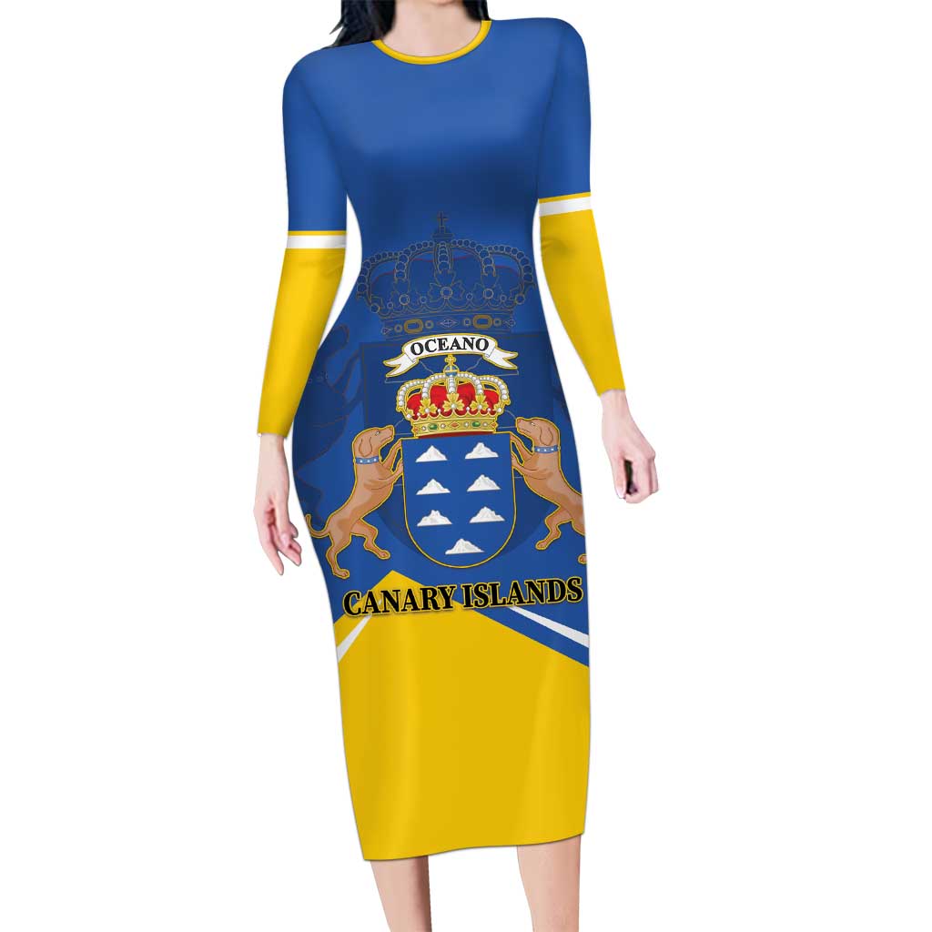 Personalized Dia de Canarias Long Sleeve Bodycon Dress Las Islas Afortunadas