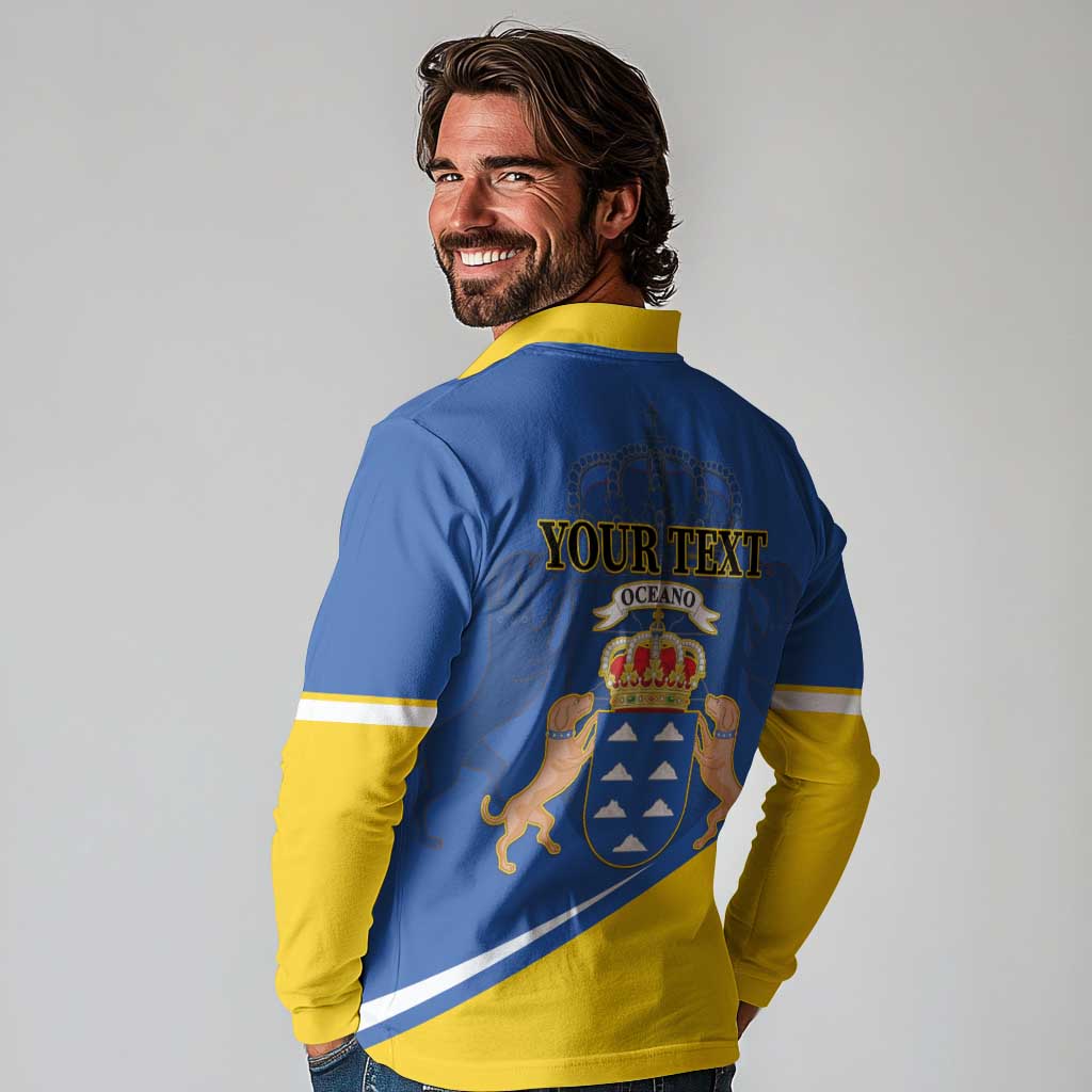 Personalized Dia de Canarias Long Sleeve Polo Shirt Las Islas Afortunadas