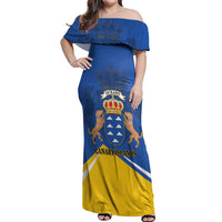 Personalized Dia de Canarias Off Shoulder Maxi Dress Las Islas Afortunadas