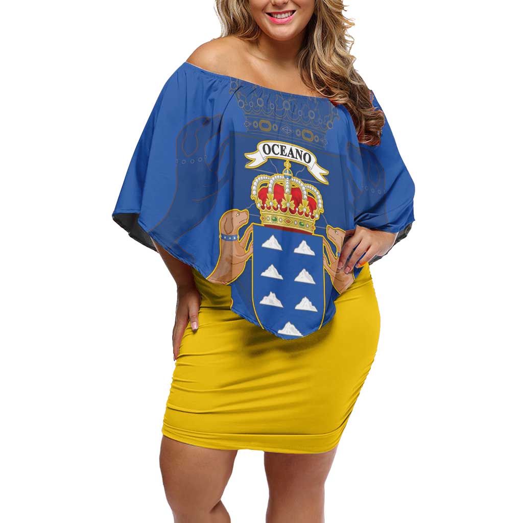 Personalized Dia de Canarias Off Shoulder Short Dress Las Islas Afortunadas