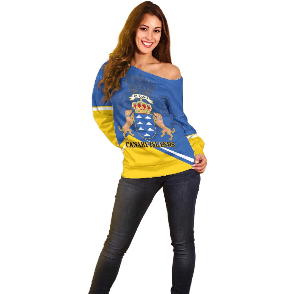 Personalized Dia de Canarias Off Shoulder Sweater Las Islas Afortunadas