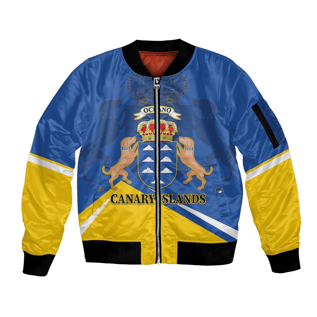 Personalized Dia de Canarias Sleeve Zip Bomber Jacket Las Islas Afortunadas