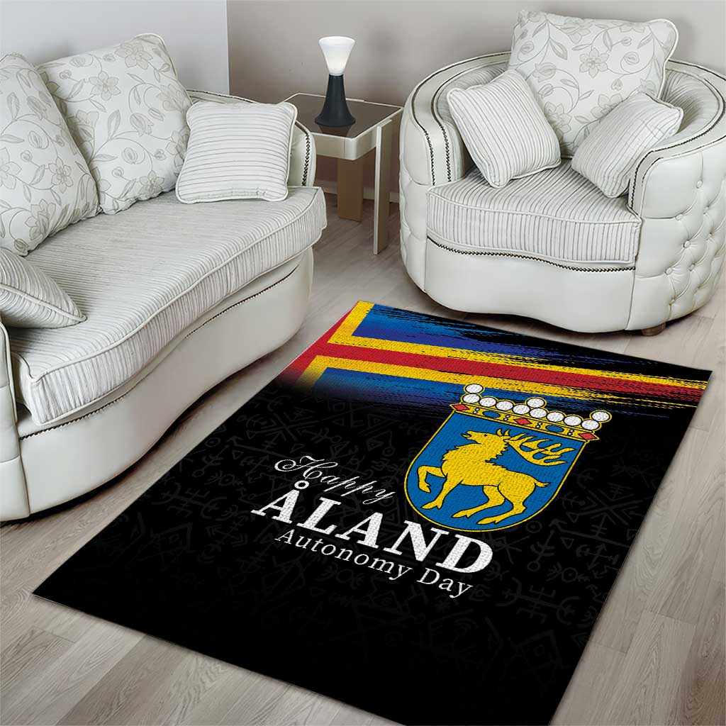 Happy Aland's Autonomy Day Area Rug Coat Of Arms