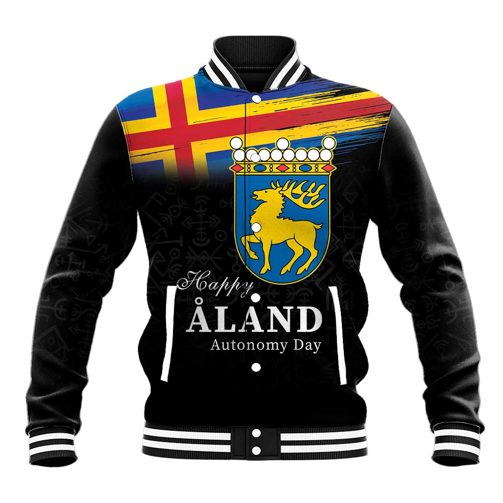 Happy Aland's Autonomy Day Baseball Jacket Coat Of Arms