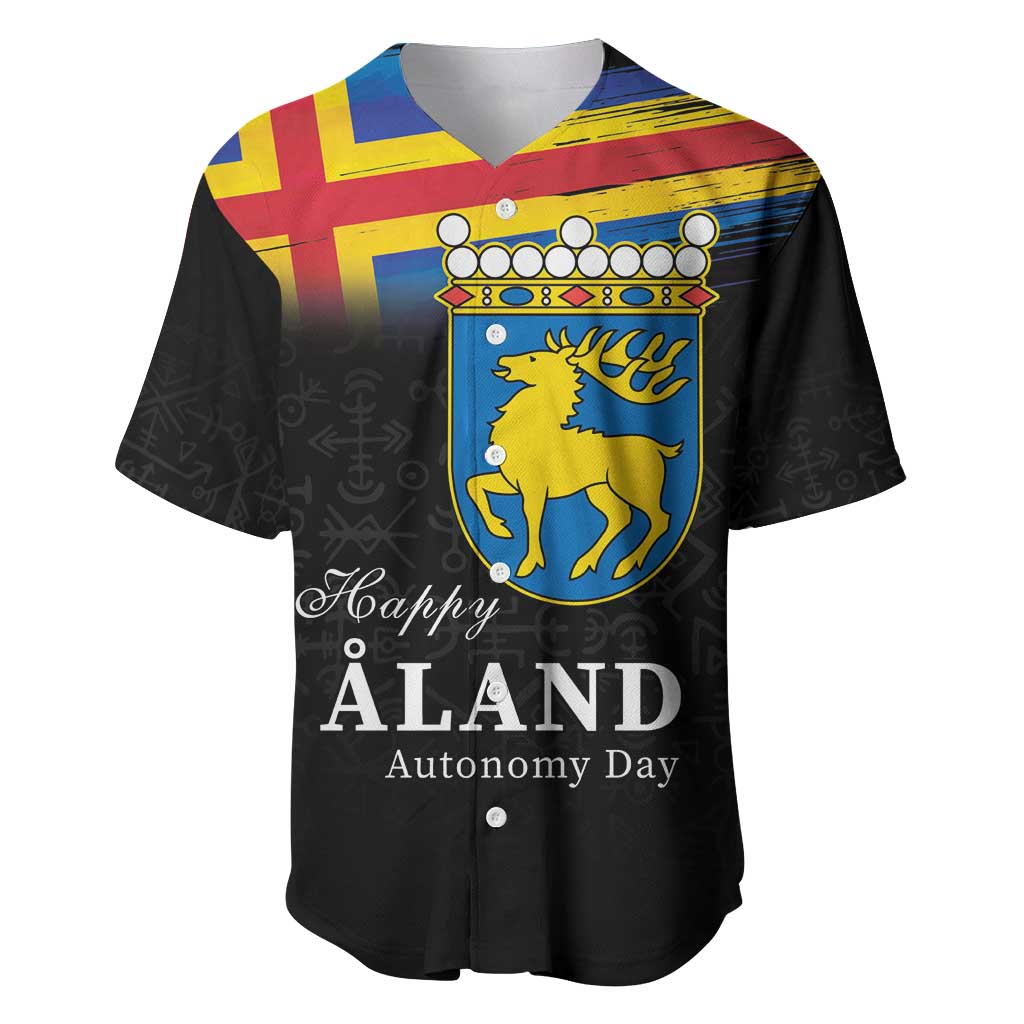Happy Aland's Autonomy Day Baseball Jersey Coat Of Arms