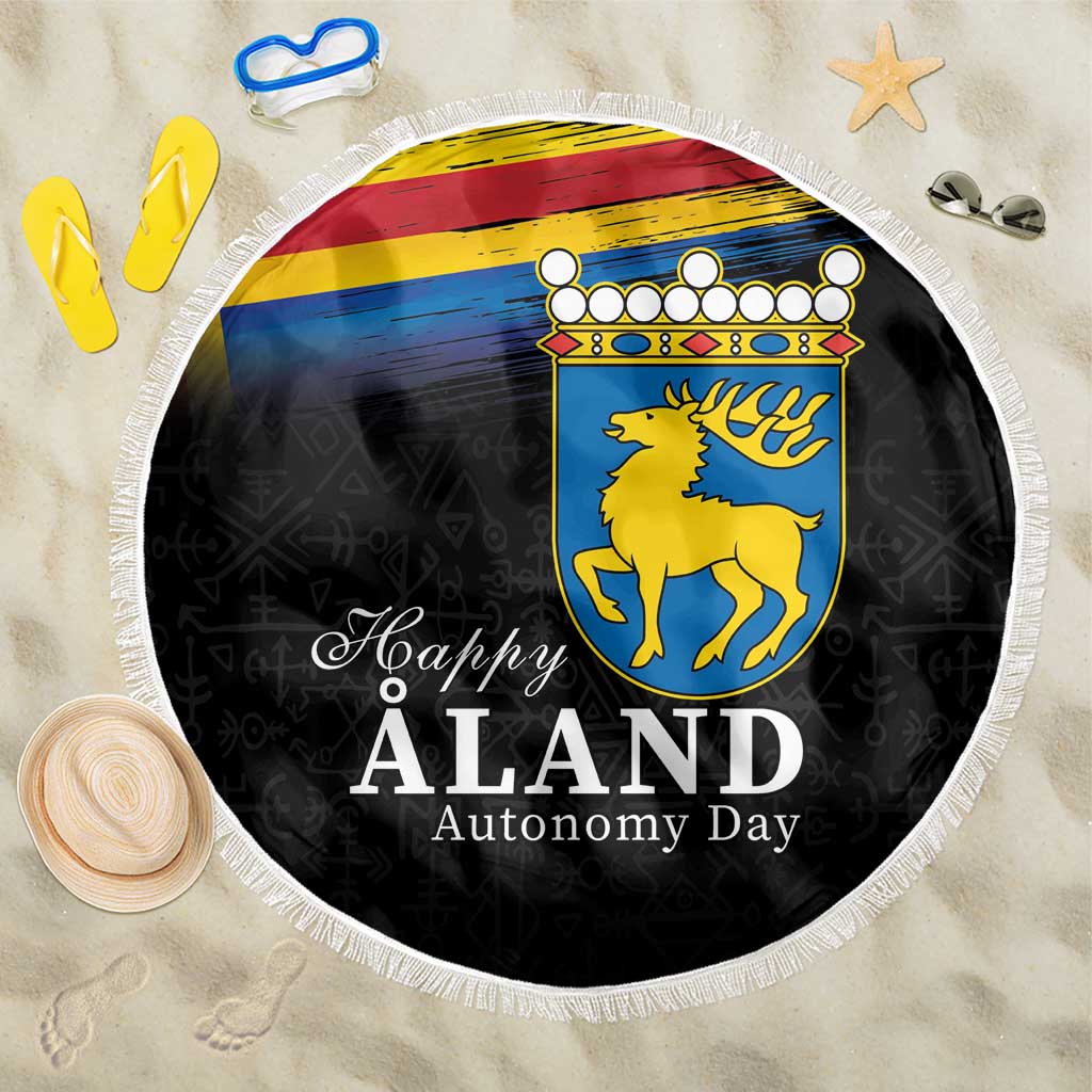 Happy Aland's Autonomy Day Beach Blanket Coat Of Arms