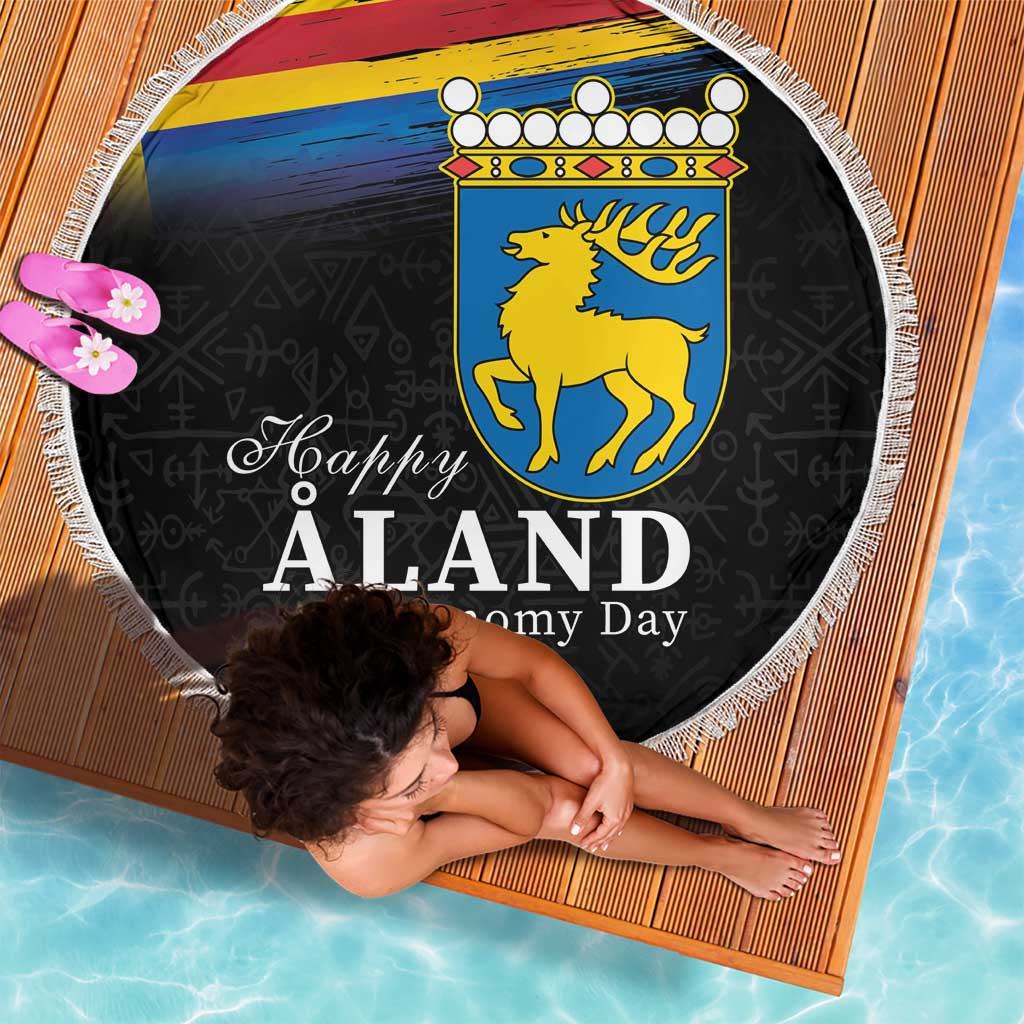 Happy Aland's Autonomy Day Beach Blanket Coat Of Arms
