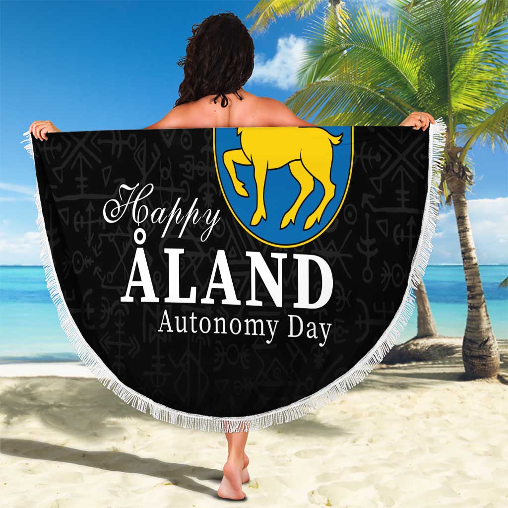 Happy Aland's Autonomy Day Beach Blanket Coat Of Arms