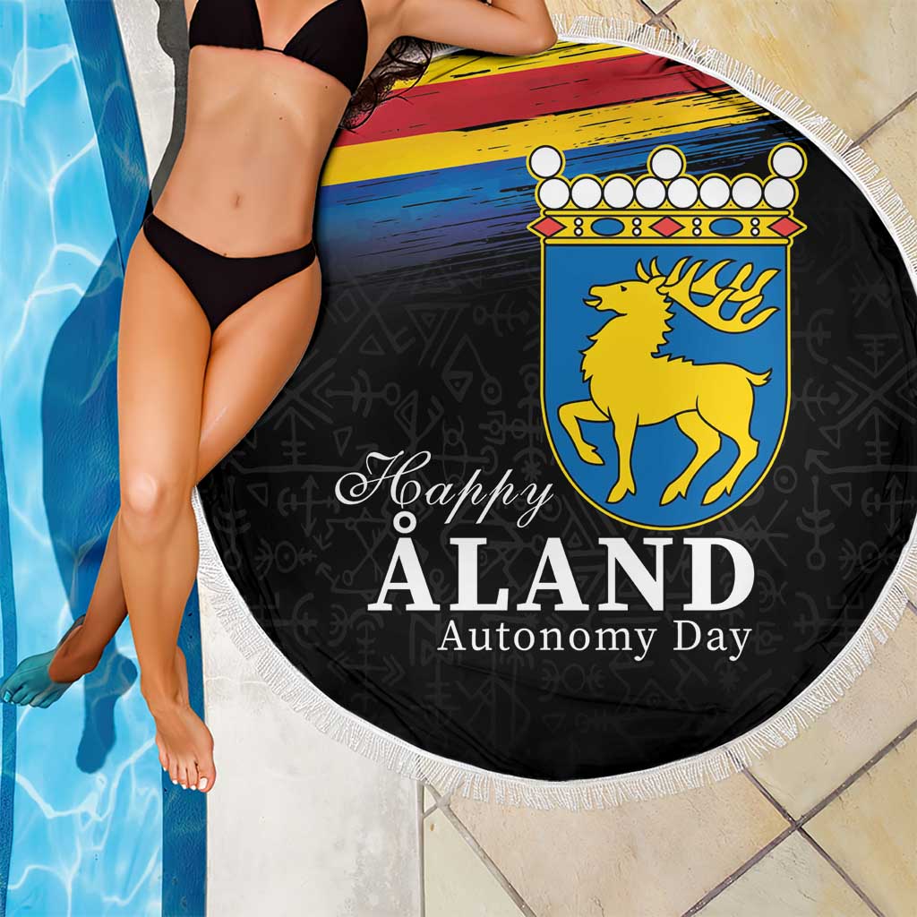 Happy Aland's Autonomy Day Beach Blanket Coat Of Arms