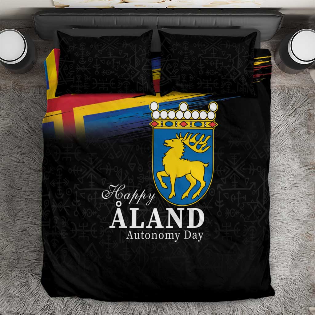 Happy Aland's Autonomy Day Bedding Set Coat Of Arms