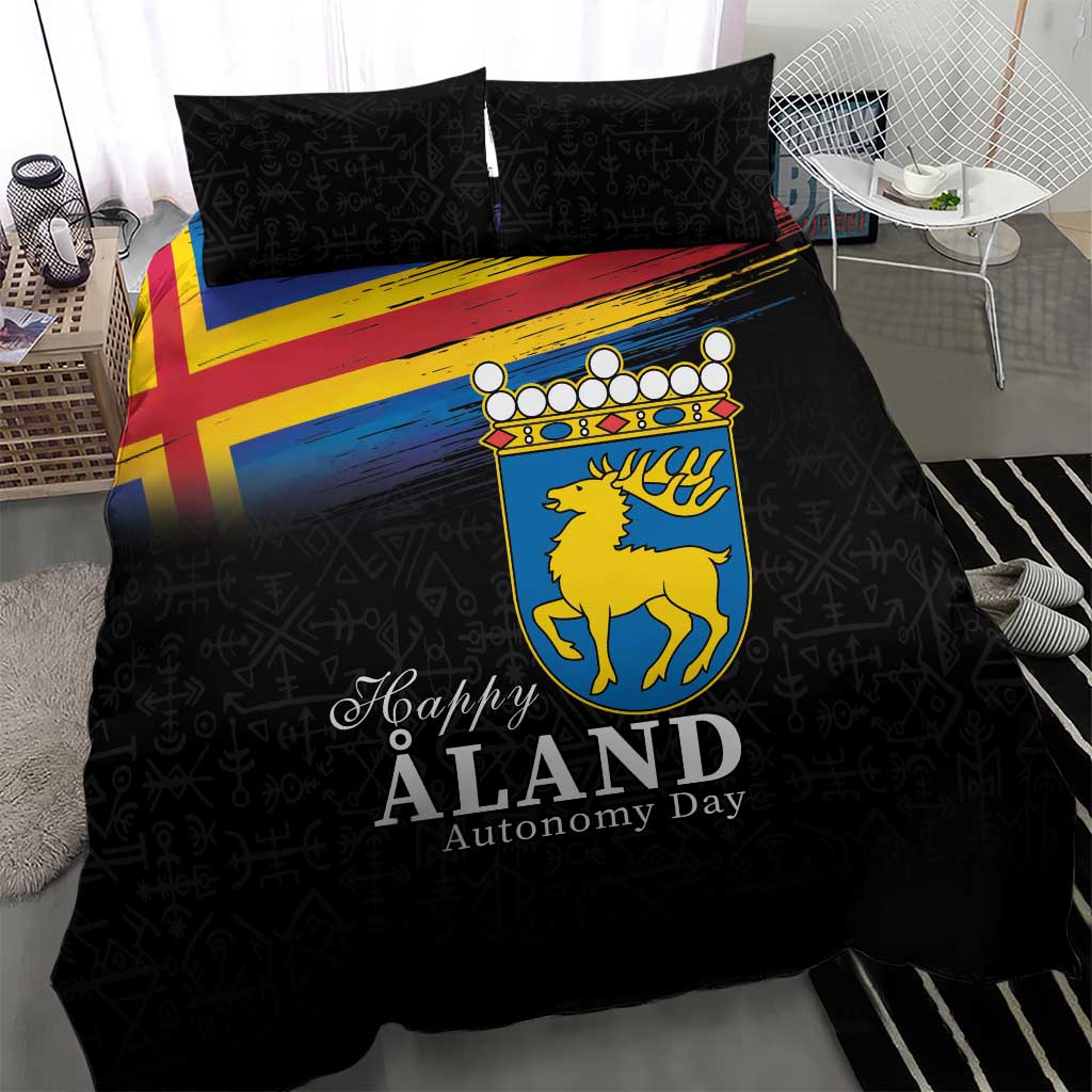 Happy Aland's Autonomy Day Bedding Set Coat Of Arms