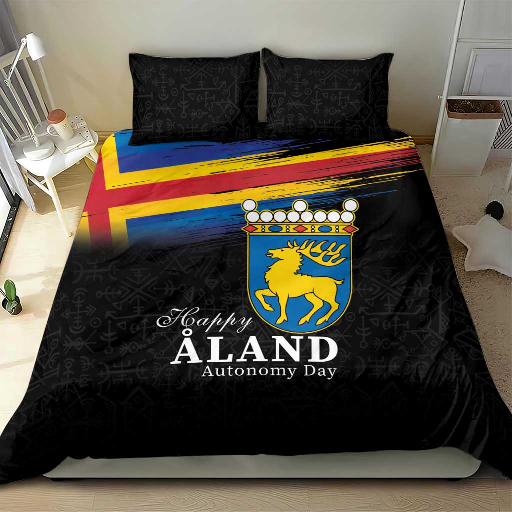 Happy Aland's Autonomy Day Bedding Set Coat Of Arms