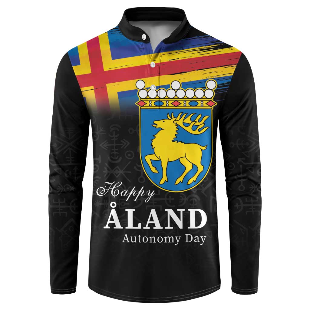 Happy Aland's Autonomy Day Button Sweatshirt Coat Of Arms