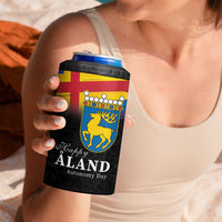 Happy Aland's Autonomy Day 4 in 1 Can Cooler Tumbler Coat Of Arms