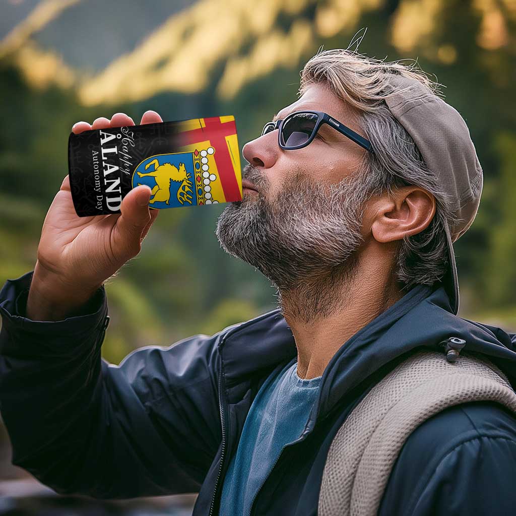 Happy Aland's Autonomy Day 4 in 1 Can Cooler Tumbler Coat Of Arms