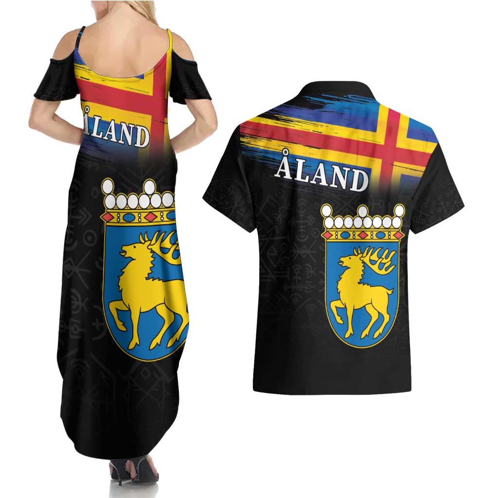 Happy Aland's Autonomy Day Couples Matching Summer Maxi Dress and Hawaiian Shirt Coat Of Arms