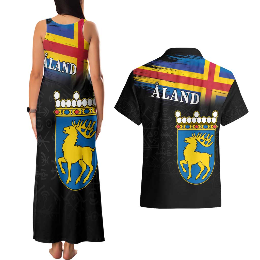 Happy Aland's Autonomy Day Couples Matching Tank Maxi Dress and Hawaiian Shirt Coat Of Arms