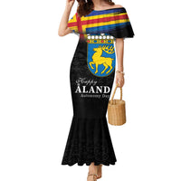 Happy Aland's Autonomy Day Family Matching Mermaid Dress and Hawaiian Shirt Coat Of Arms