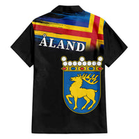 Happy Aland's Autonomy Day Family Matching Off The Shoulder Long Sleeve Dress and Hawaiian Shirt Coat Of Arms