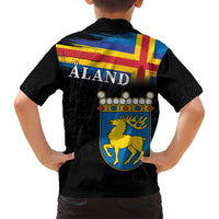 Happy Aland's Autonomy Day Family Matching Off Shoulder Maxi Dress and Hawaiian Shirt Coat Of Arms