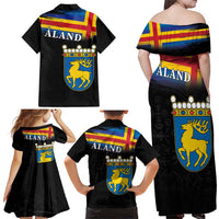 Happy Aland's Autonomy Day Family Matching Off Shoulder Maxi Dress and Hawaiian Shirt Coat Of Arms