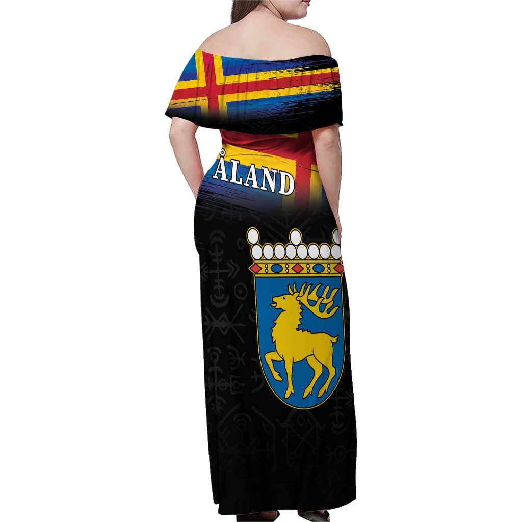 Happy Aland's Autonomy Day Family Matching Off Shoulder Maxi Dress and Hawaiian Shirt Coat Of Arms