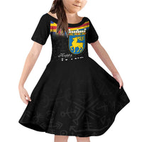 Happy Aland's Autonomy Day Family Matching Off Shoulder Short Dress and Hawaiian Shirt Coat Of Arms