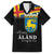 Happy Aland's Autonomy Day Family Matching Off Shoulder Short Dress and Hawaiian Shirt Coat Of Arms