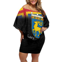 Happy Aland's Autonomy Day Family Matching Off Shoulder Short Dress and Hawaiian Shirt Coat Of Arms