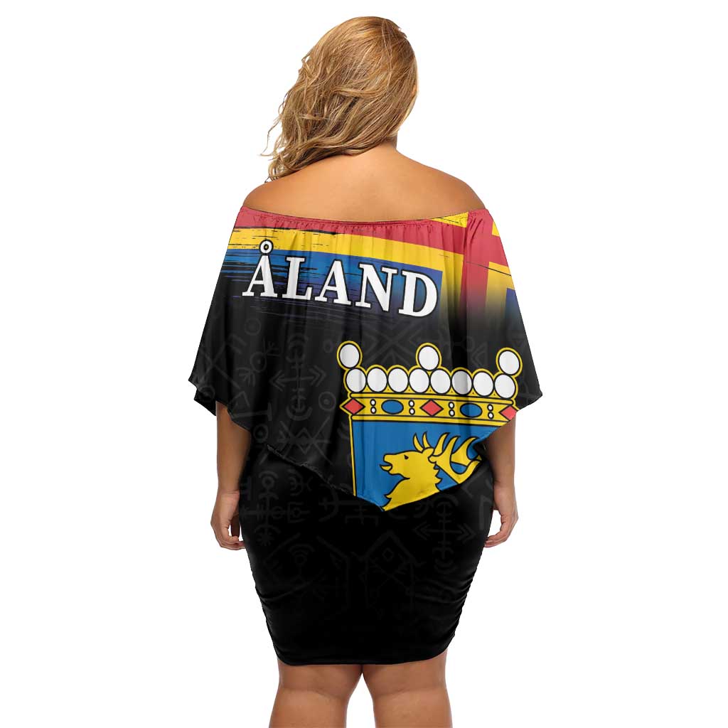 Happy Aland's Autonomy Day Family Matching Off Shoulder Short Dress and Hawaiian Shirt Coat Of Arms