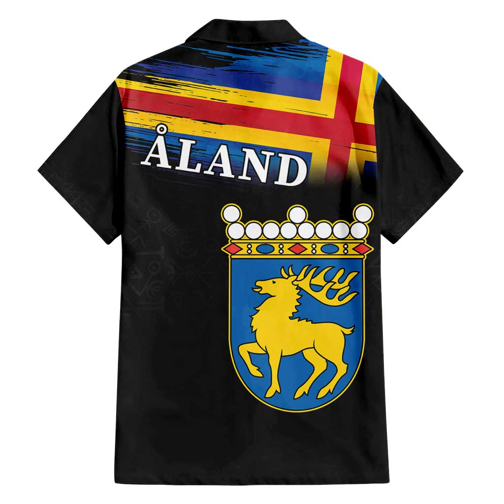 Happy Aland's Autonomy Day Family Matching Short Sleeve Bodycon Dress and Hawaiian Shirt Coat Of Arms