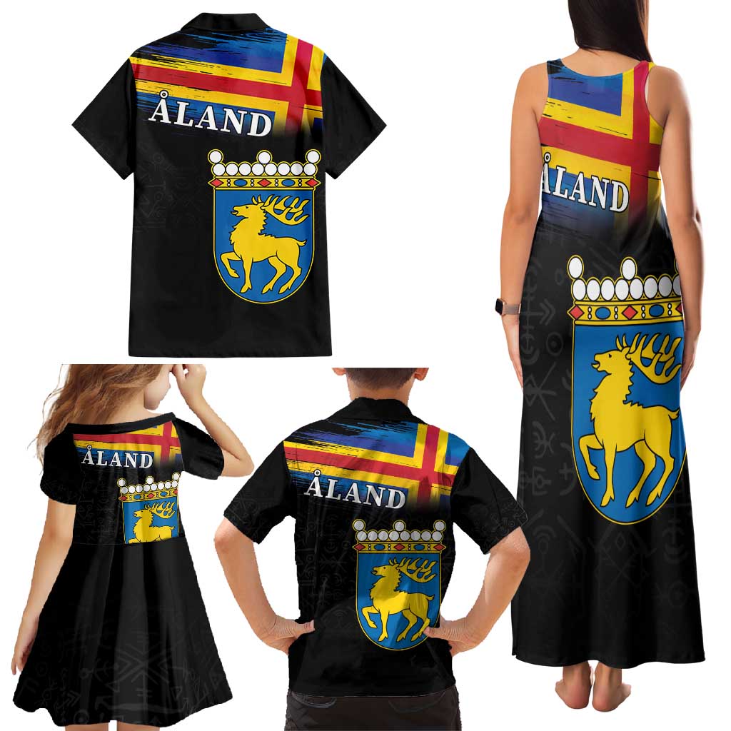 Happy Aland's Autonomy Day Family Matching Tank Maxi Dress and Hawaiian Shirt Coat Of Arms