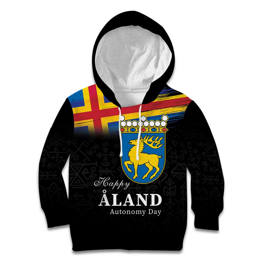 Happy Aland's Autonomy Day Kid Hoodie Coat Of Arms