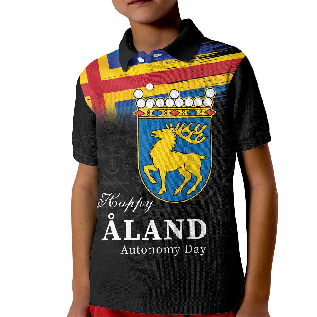 Happy Aland's Autonomy Day Kid Polo Shirt Coat Of Arms