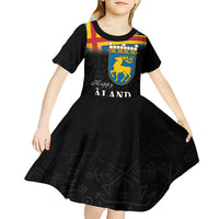 Happy Aland's Autonomy Day Kid Short Sleeve Dress Coat Of Arms