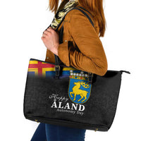 Happy Aland's Autonomy Day Leather Tote Bag Coat Of Arms