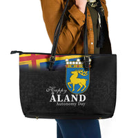 Happy Aland's Autonomy Day Leather Tote Bag Coat Of Arms