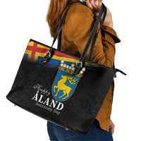 Happy Aland's Autonomy Day Leather Tote Bag Coat Of Arms
