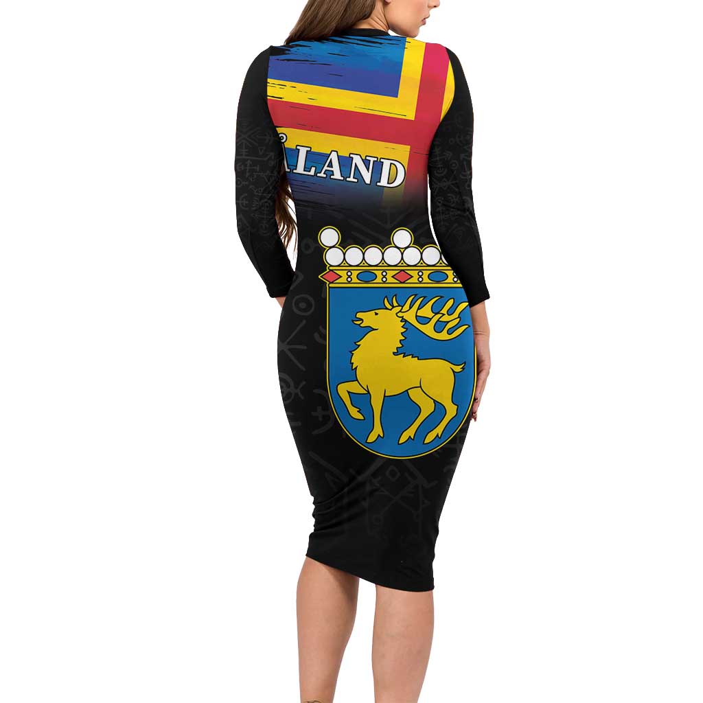 Happy Aland's Autonomy Day Long Sleeve Bodycon Dress Coat Of Arms