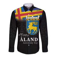 Happy Aland's Autonomy Day Long Sleeve Button Shirt Coat Of Arms