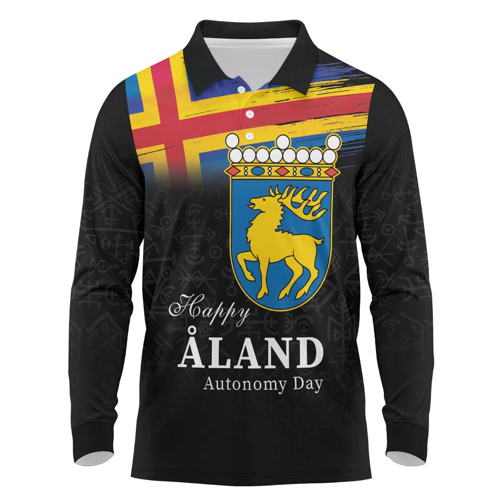 Happy Aland's Autonomy Day Long Sleeve Polo Shirt Coat Of Arms
