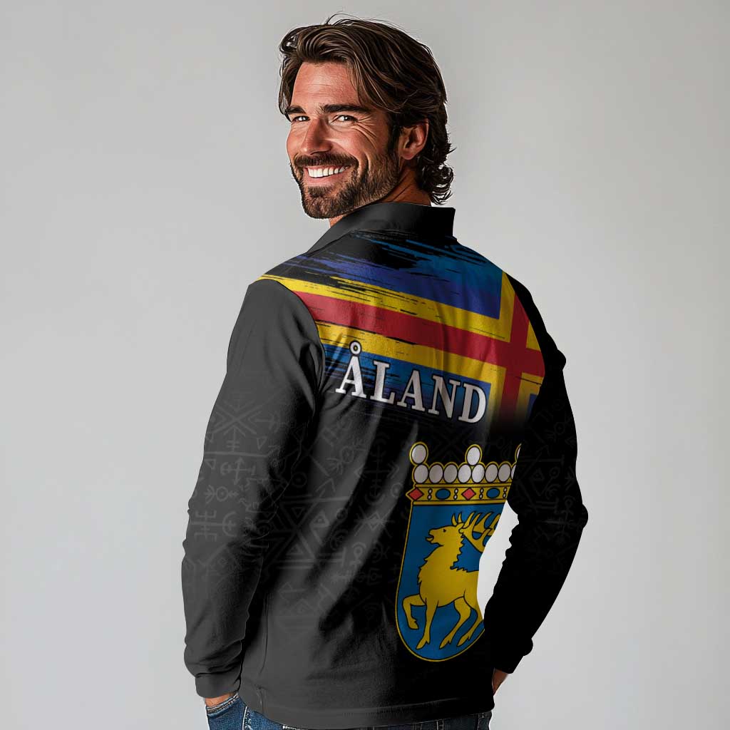 Happy Aland's Autonomy Day Long Sleeve Polo Shirt Coat Of Arms