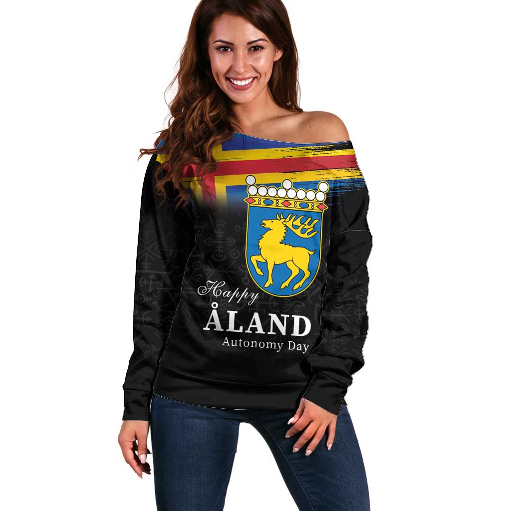 Happy Aland's Autonomy Day Off Shoulder Sweater Coat Of Arms