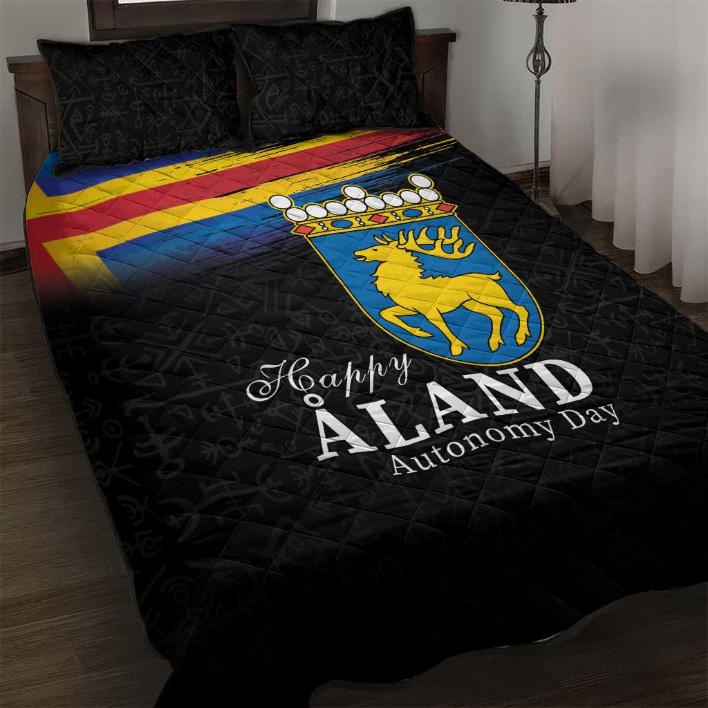 Happy Aland's Autonomy Day Quilt Bed Set Coat Of Arms