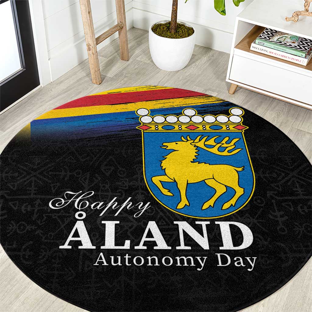 Happy Aland's Autonomy Day Round Carpet Coat Of Arms