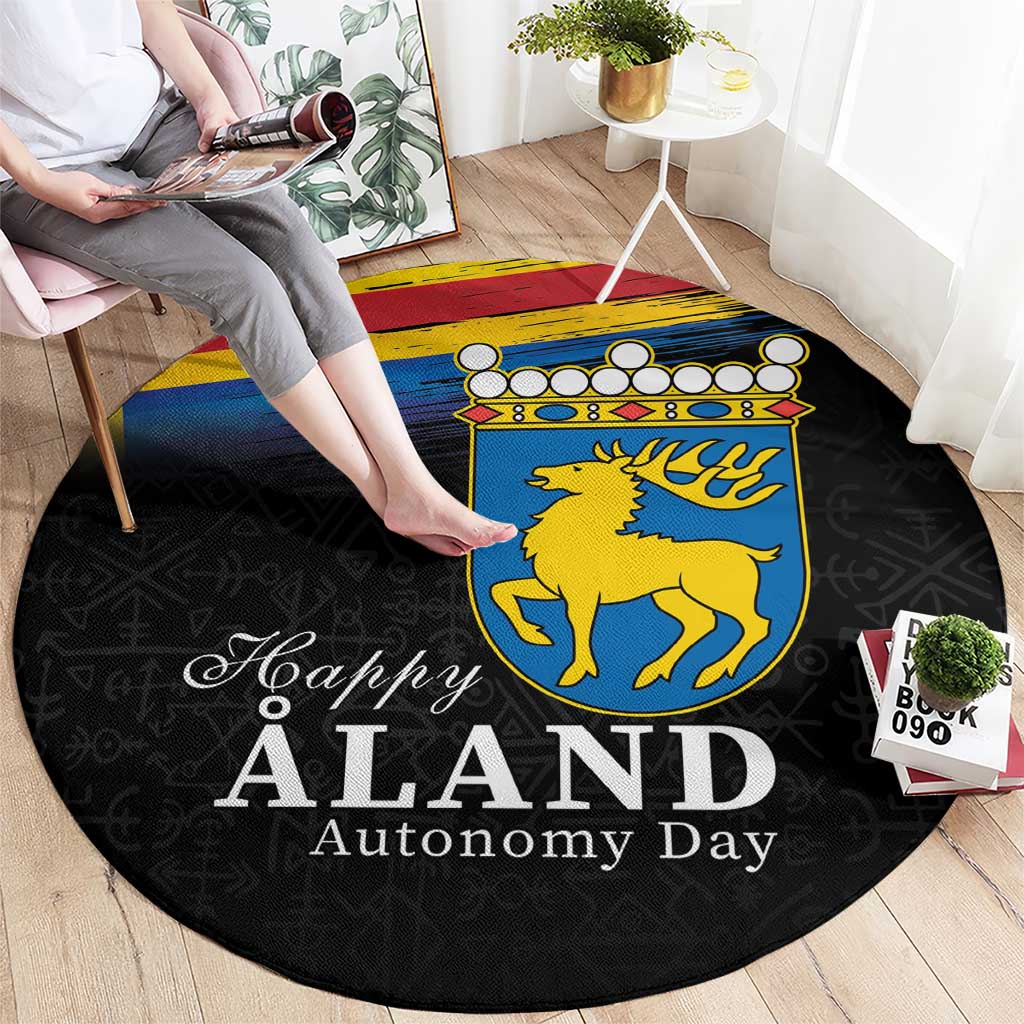 Happy Aland's Autonomy Day Round Carpet Coat Of Arms