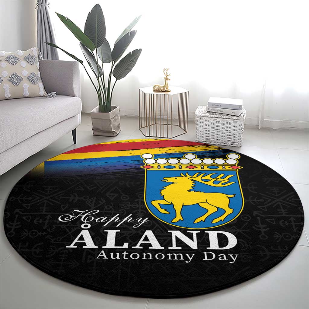 Happy Aland's Autonomy Day Round Carpet Coat Of Arms